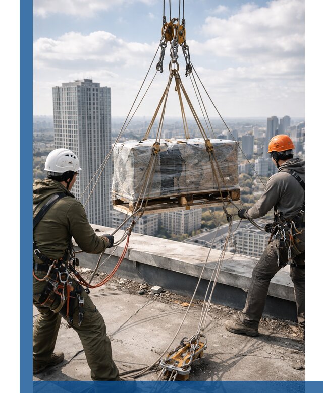 Подъем и монтаж крупногабаритных грузов на крышу в Зиме