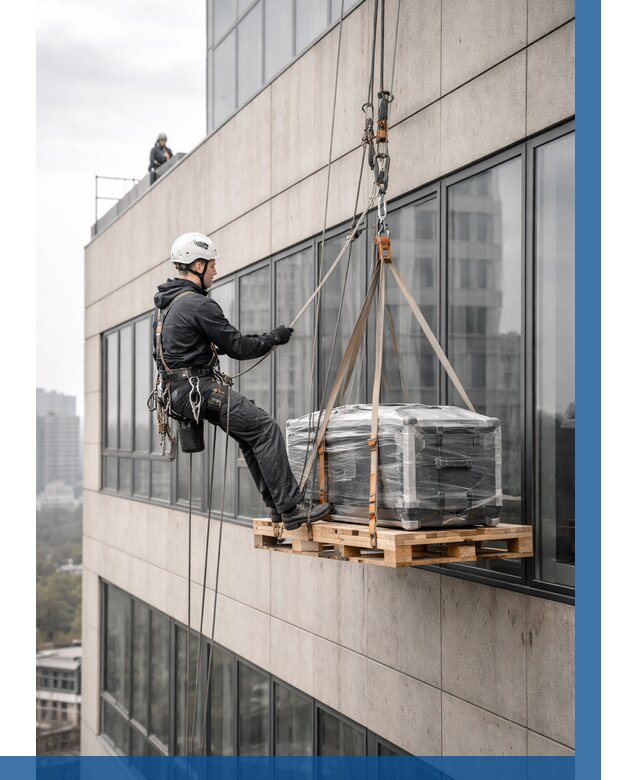 Спуск груза по фасаду в Зиме от 3580 р. | ВЫСОТНИК-Зма