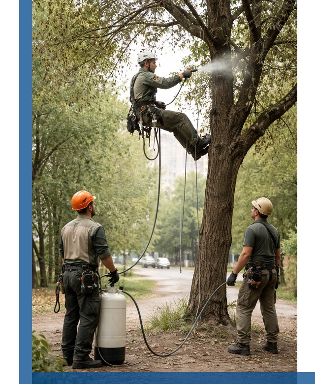 Обработка деревьев от вредителей в Зиме профессиональная защита