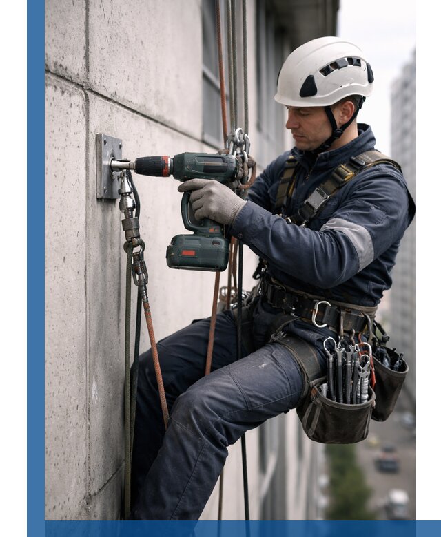 Установка анкерных точек для высотных работ в Зиме