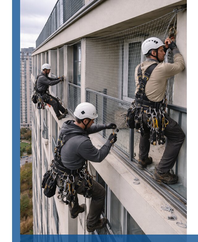 Профессиональный монтаж защитной сетки от птиц в Зиме